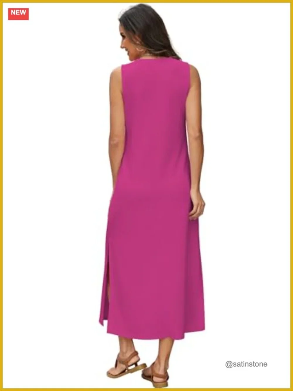 Casual Maxi Side Slit Long Dress with Pockets